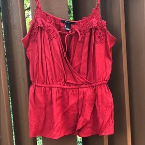 Red spaghetti strap top